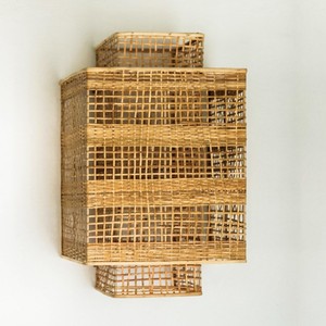 Éclairage d'appoint pour la décoration de la pièce, abat-jour en rotin naturel tissé à la main, applique murale - Product Image 1
