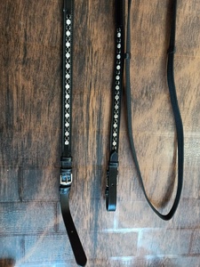 Riendas para Caballo de Cuero Negro Resistente Antideslizante con Cristales Blancos, Equipo Ecuestre Internacional - Product Image 3