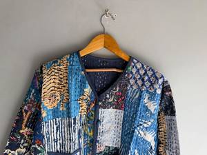Chaqueta Acolchada de Algodón con Parches Estilo Bohemio para Mujer, Cuello en V, Botones al Frente, Prenda Exterior Informal, Manga Larga, Bolsillos con Parches, para Todas las Temporadas - Product Image 2