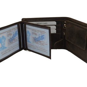 Men's Genuine Leather Slim Bifold <b>Wallet</b> Minimalist Open Closure Dark Brown Daily Use Polyester Lining <b>RFID</b> Blocking - Product Image 4