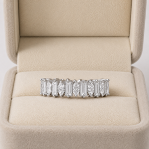 Bague de mariage en or massif 10K 14K 18K avec diamants de laboratoire taille baguette et taille marquise certifiés IGI, couleur DEF, clarté VS VVS - Product Image 1
