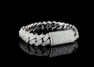 <b>Mens</b> 925 Silver Moissanite Cuban Link Bracelet Iced Pave Statement Luxury Chain Bracelet Hip Hop Jewellery for <b>Men</b> - Product Image 2