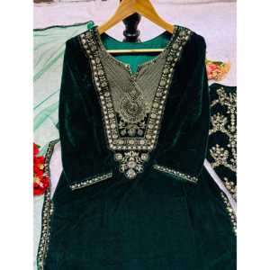 Ropa de diseñador india y pakistaní Ropa de fiesta bordada elegante Top Pant y Dupatta Ensemble - Product Image 2