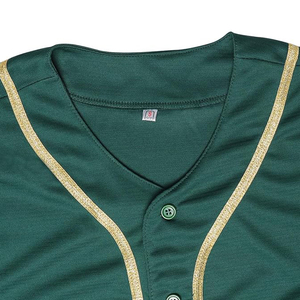Maillot de baseball classique vert foncé avec bande dorée, vêtements de sport personnalisés pour hommes et femmes, vente en gros - Product Image 4
