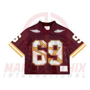 Maillot de football américain personnalisé à manches courtes – Vente flash – Maillot de football américain rétro en polyester et maille personnalisable - Product Image 2
