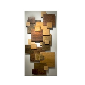 Modern Geometric Wood Wall Art 3D Wooden <b>Block</b> Panel Sculpture Luxury Hanging Abstract Wall Decor for Living Room Hotel Wall Art - Product Image 1