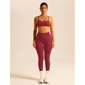 Conjunto de Yoga para Mujer, Bra Deportivo Antibacterial, Leggings de Cintura Alta, Secado Rápido, Absorbe la Humedad, Elástico en Cuatro Direcciones, Nailon y Spandex - Product Image 2
