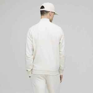 Sweat-shirt blanc pour homme à col zippé, coupe classique, couleur unie, style minimaliste, pull tricoté à manches longues pour l'automne - Product Image 4
