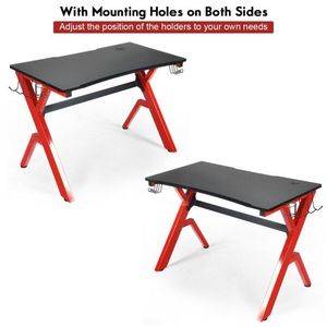 Gaming <b>Desk</b> with Headphone Mouse Pad and Cup Holder Storage Features - Product Image 1