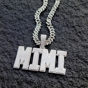 Collar con Cadena Cubana Brillante y Colgante de Nombre Personalizado, Letras Personalizadas con Incrustaciones de Diamantes, Collar con Nombre Personalizado en Plata 925, Regalo Hip Hop - Product Image 6