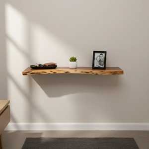 Modern <b>Floating</b> Wood <b>Wall</b> <b>Shelf</b> Adjustable Heavy Duty Metal Divider Bookend Bracket Set Non-Folding Flower Pot Living Room Rack - Product Image 5