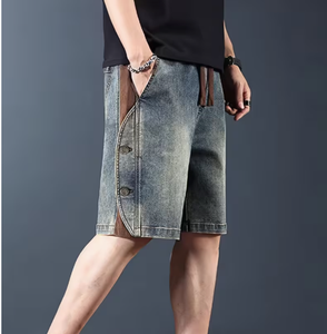 กางเกงยีนส์ขาสั้นทรงเอซิมเมตริกสำหรับผู้ชาย TRIBON SPORTS เอวสูง สีซีด ผ้าฝ้าย ระบายอากาศได้ดี สไตล์ลำลอง สำหรับฤดูหนาว/ฤดูใบไม้ผลิ ปิดด้วยกระดุม - Product Image 3