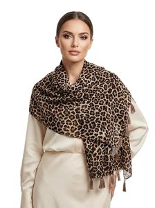 Chal Ligero con Estampado de Leopardo para Mujer, Impresión Digital, Casual, para Todas las Temporadas, con Borlas - Product Image 4