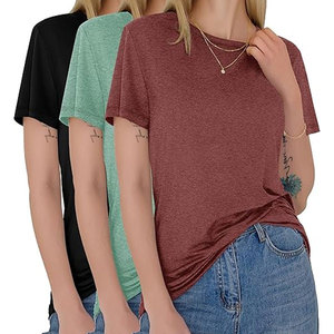 T-shirts pour femmes - Hauts à manches courtes printemps-été, col rond, tendance, décontractés, doux, basiques pour femmes 2k26 - Product Image 1