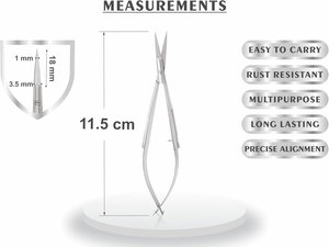 Ciseaux à cuticules micro-spring incurvés de qualité supérieure, ultra-affûtés, en acier inoxydable de précision, pour droitiers, professionnels, pour manucure et sourcils - Product Image 6
