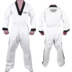 Uniforme de Karate y Freestyle Blanco con Negro, Duradero, de la Más Alta Calidad, Uniforme de Kickboxing Freestyle Más Vendido - Product Image 1