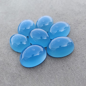 Cabujón Ovalado de Calcedonia Azul Natural, Piedra Preciosa Suelta Calibrada con Reverso Plano, para Joyería - Product Image 1