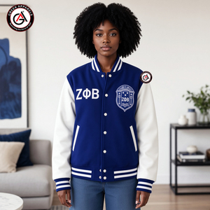 Chaqueta de Motocicleta para Mujer con Bordado de la Hermandad Zeta Phi Beta |   Chaqueta Acolchada de Lana con Mangas de Cuero Bordadas para Mujer, Resistente al Viento - Product Image 4