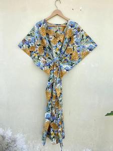 Vestido Kaftán Informal de Verano con Estampado Floral Tropical, sin Mangas, de Algodón, para Mujer, Playa, Asia, Islas del Pacífico, Vertexindiacorp - Product Image 5