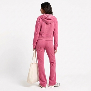 Ensemble de survêtement deux pièces pour femme avec sweat à capuche zippé, en molleton de coton épais coupe-vent, style streetwear décontracté, Fournisseur de mode - Product Image 2