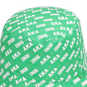 Sombrero de Pescador Verde con Estampado AKA 1908, Logotipo en Toda la Superficie, Casual, de Verano, para Mujer, Elegante, para Actividades al Aire Libre - Product Image 2