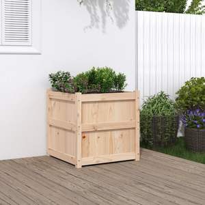 Jardinière en bois de pin massif naturel, 23,6 pouces, pots et jardinières carrés pour fleurs - Product Image 1