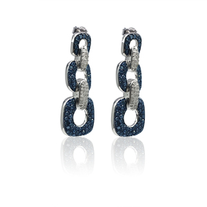 2.36 Cttw White & Blue Diamond Drop <b>Dangle</b> <b>Earrings</b> 925 Sterling <b>Silver</b>, Round Cut Natural Diamond <b>Earrings</b> for Women, Push Back - Product Image 2