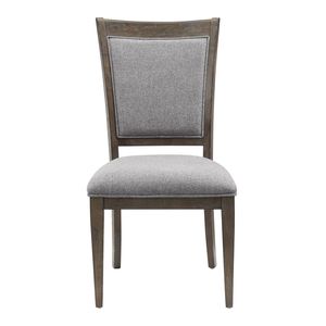 Ensemble de 2 chaises d'appoint marron-gris, revêtement en tissu, meubles de salle à manger en bois avec dossier pour salle à manger - Product Image 2