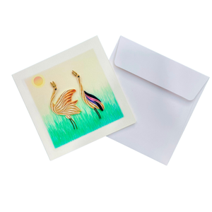 การ์ดควิลลิ่งลายเครนคู่  ธีมธรรมชาติ นกที่สง่างาม การ์ดควิลลิ่งลายศิลปะ พร้อมซองจดหมาย การ์ดอวยพรทำมือสำหรับเป็นของขวัญ - Product Image 3