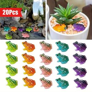 Figurines de grenouilles en résine lumineuses, couleurs vives mélangées, 20 pièces, décoratives, pour artisanat DIY, maison, jardin féerique, micro-paysage, petites figurines - Product Image 1
