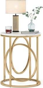 <b>Round</b> End <b>Table</b> Modern Sofa <b>Side</b> <b>Table</b> with <b>Gold</b> O-Shaped Base Marble Top <b>Side</b> <b>Table</b> Cocktail <b>Table</b> Accent <b>Table</b> For Living Room - Product Image 5