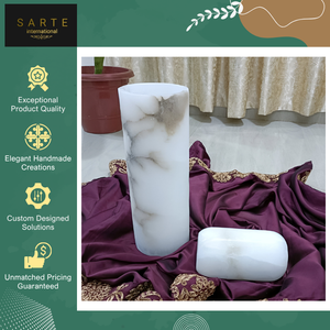 High Quality Luxury Onyx Alabaster <b>Marble</b> Custom Eco-Friendly Candle <b>Jar</b> Stone Lanterns Candle Holders for Tea Lights Home - Product Image 5