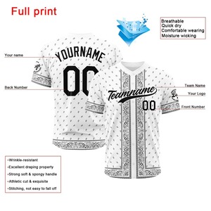 Camiseta de Béisbol Personalizada con Logotipo, Nombre del Equipo, Número, Uniforme Deportivo con Botones Completos, 100% Poliéster, Secado Rápido, Transpirable, Cuello en V, Fabricante - Product Image 1