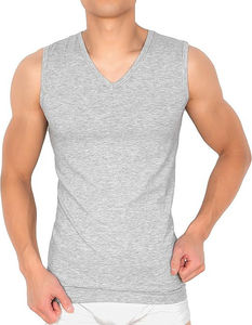 Men's Sleeveless <b>White</b> Knitted Breathable Polyester Cotton Tank <b>Top</b> Athletic Gym <b>Vest</b> Shapewear Underwear Muscle Fit - Product Image 2