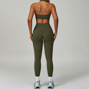 Ensemble de yoga 2 pièces respirant à taille mi-haute avec cordon de serrage pour femme, vêtements de sport, design personnalisé OEM - Product Image 5