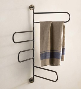 Porte-serviettes mural en acier inoxydable à 5 niveaux, design moderne pour salle de bain, chauffe-serviettes 100x60cm, résistant à la rouille, en métal - Product Image 3
