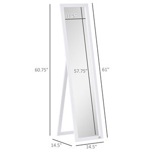 Shatterproof Full-Size <b>White</b> <b>Rectangle</b> Decorative Wall <b>Mirror</b> Floor Standing or Wall Mounted for Bedroom Living Room Use - Product Image 3