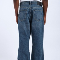 Jean décontracté pour homme en denim délavé coupe droite taille mi-haute ample en coton respirant style hip-hop – Vente directe usine