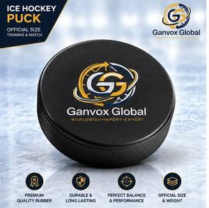 ลูกฮอกกี้น้ำแข็ง Ganvox Global ขนาด 3 นิ้ว ทำจากยางสีดำ ทนทาน พื้นผิวเรียบ สำหรับมืออาชีพ น้ำหนัก 150 กรัม รุ่นคลาสสิก - Product Image 2