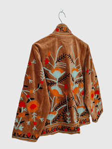 Veste à col mandarin brodée à la main avec motif floral, manches longues, taille plus, vêtements de printemps pour femmes, style bohème chic en coton - Product Image 5