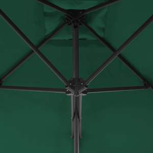 Grand parasol de jardin en polyester vert avec base en acier - Product Image 4
