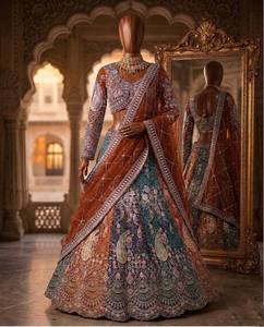 Lehenga Choli Set With Dupatta Silk Embroidered Floor-Length Traditional Indian Wedding Dress For Women - Product Image 3