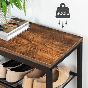 Panca Portascarpe Industriale a 3 Ripiani, 29,5 Pollici, con Ripiani in Rete, Scarpiera a 3 Livelli per Ingresso - Product Image 4