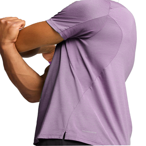 T-shirt de sport pour homme, vert, manches courtes, col rond, anti-transpiration, coupe ajustée, color-block, toutes saisons - Product Image 4