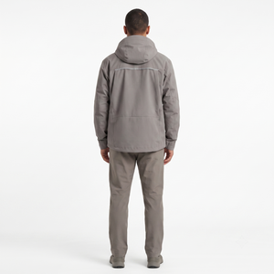 เสื้อแจ็คเก็ตกันน้ำสำหรับผู้ชาย ผ้า softshell พร้อมฮู้ด TPU โพลีเอสเตอร์ผสมสแปนเด็กซ์ กันลม สำหรับเดินป่ากลางแจ้ง รับทำโลโก้ OEM ปิดด้วยซิป - Product Image 2