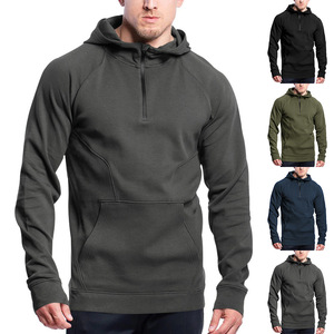 Sudadera con capucha y media cremallera para hombre, de manga larga, informal, para otoño e invierno, venta al por mayor de fábrica - Product Image 6
