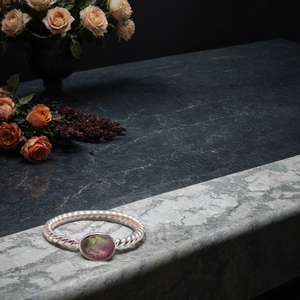 Elegante estilo étnico hecho a mano plata piedra preciosa compromiso único hermoso diseño alto incrustaciones turmalina Natural para boda - Product Image 1