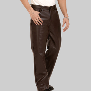 กางเกงหนังผู้ชายคุณภาพสูง สไตล์ลำลอง สีพื้น ขายดี กางเกงหนังผู้ชายแนวสตรีทแฟชั่น MOQ ต่ำ - Product Image 3