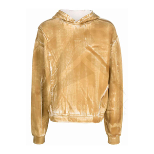 Sudadera con Capucha de Terciopelo Dorado para Hombre, Manga Larga, Color Sólido, Estilo Pullover, para Otoño - Product Image 1