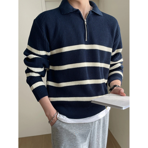 Suéteres de punto de manga larga holgados de moda para hombre, suéter con cremallera, gran venta - Product Image 4